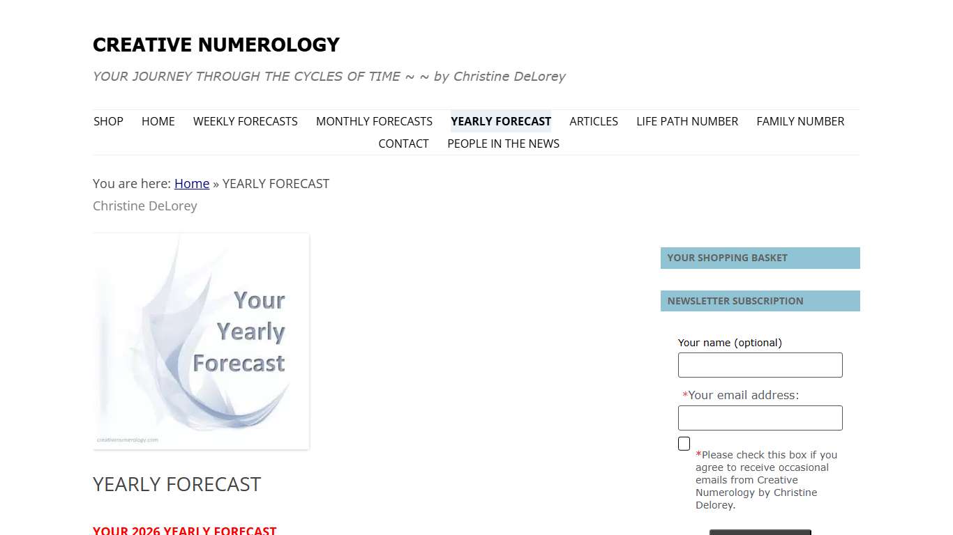 2026 YOUR YEAR AHEAD Creative Numerology - Christine DeLorey